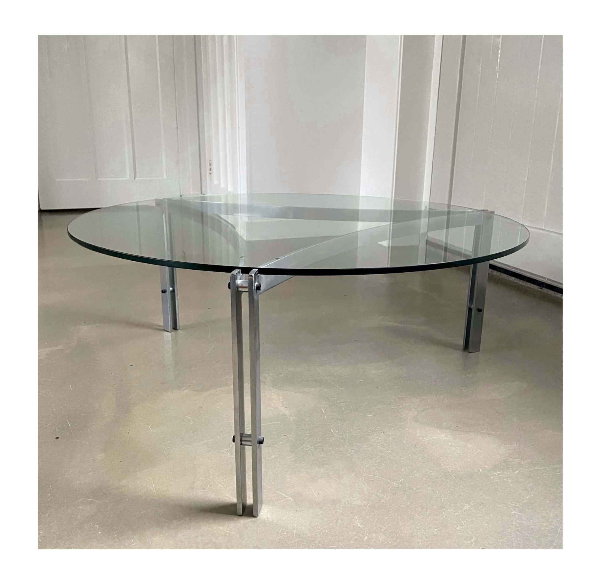 Solid steel and glass coffee table, 1960s