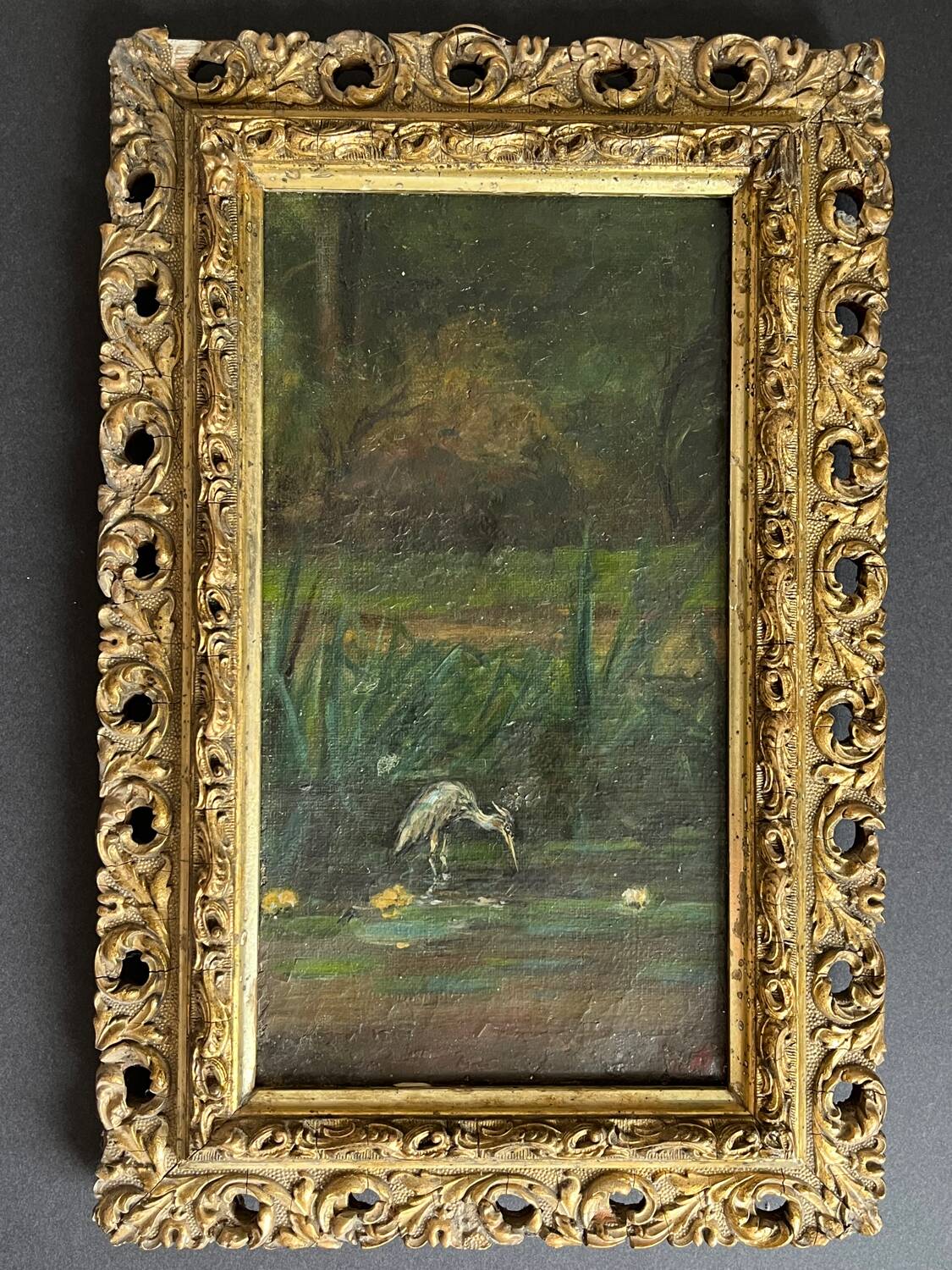 Small painting: oil on old canvas