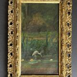 Small painting: oil on old canvas