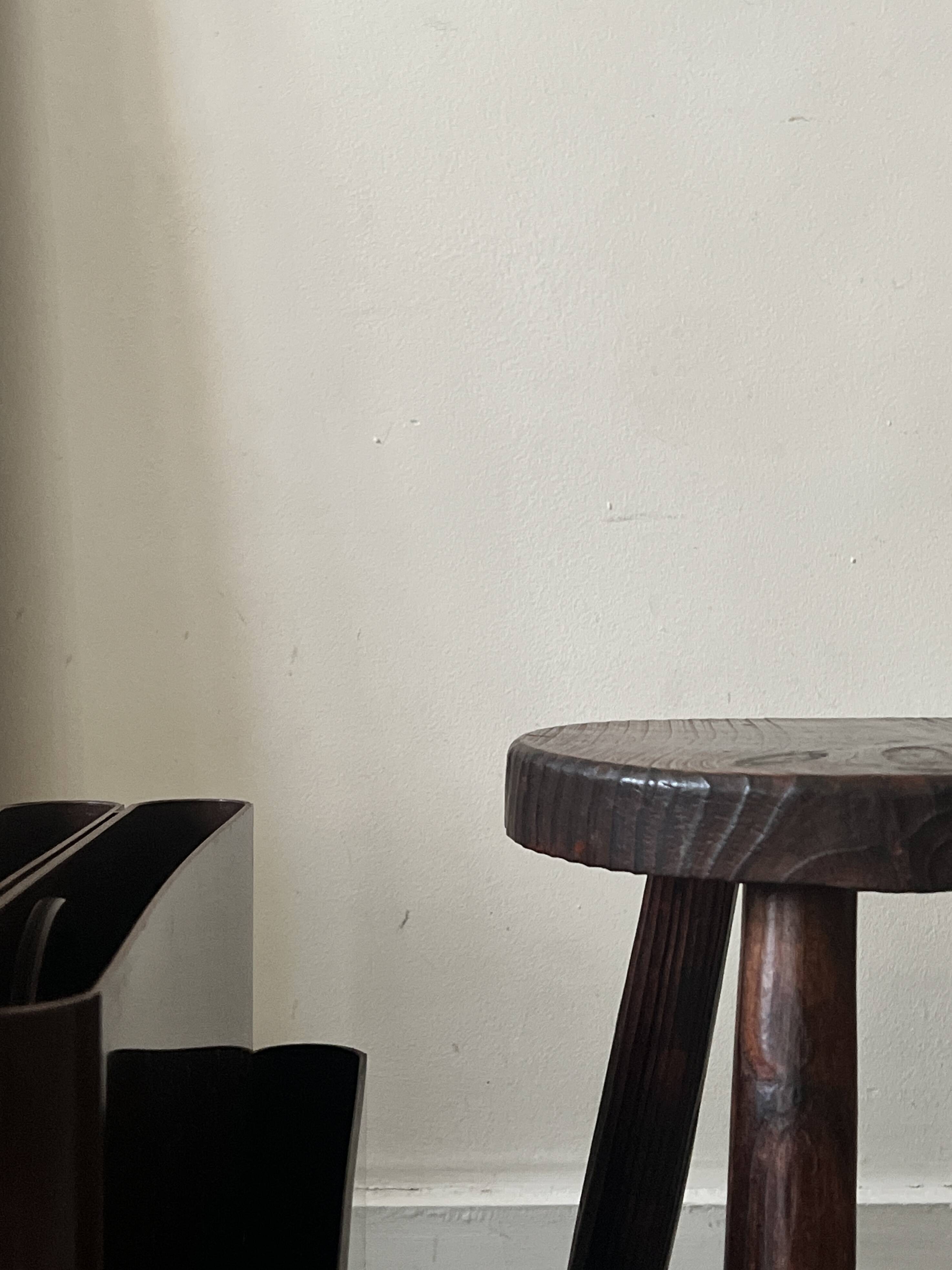 Brutalist wooden farm stool