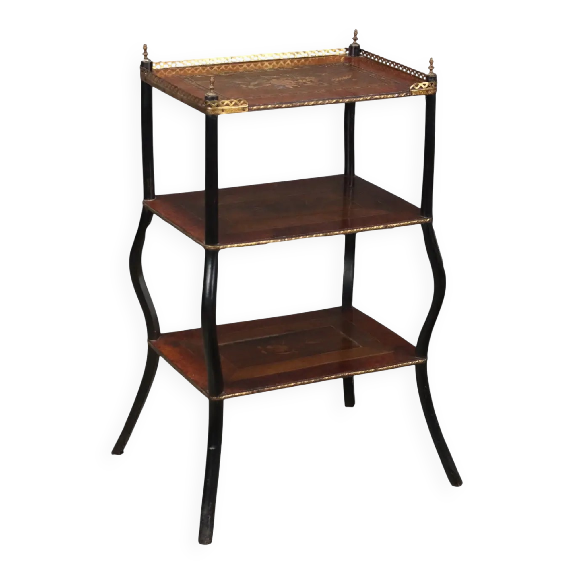 Table d’appoint ancienne en hêtre et métal, Italie, XXe siècle