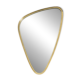 Heavy mid-century brass kidney-shaped wall mirror from Münchner Zierspiegel