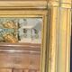 Beveled glass fireplace mirror, wood & gilded stucco, Louis XVI style floral decor
