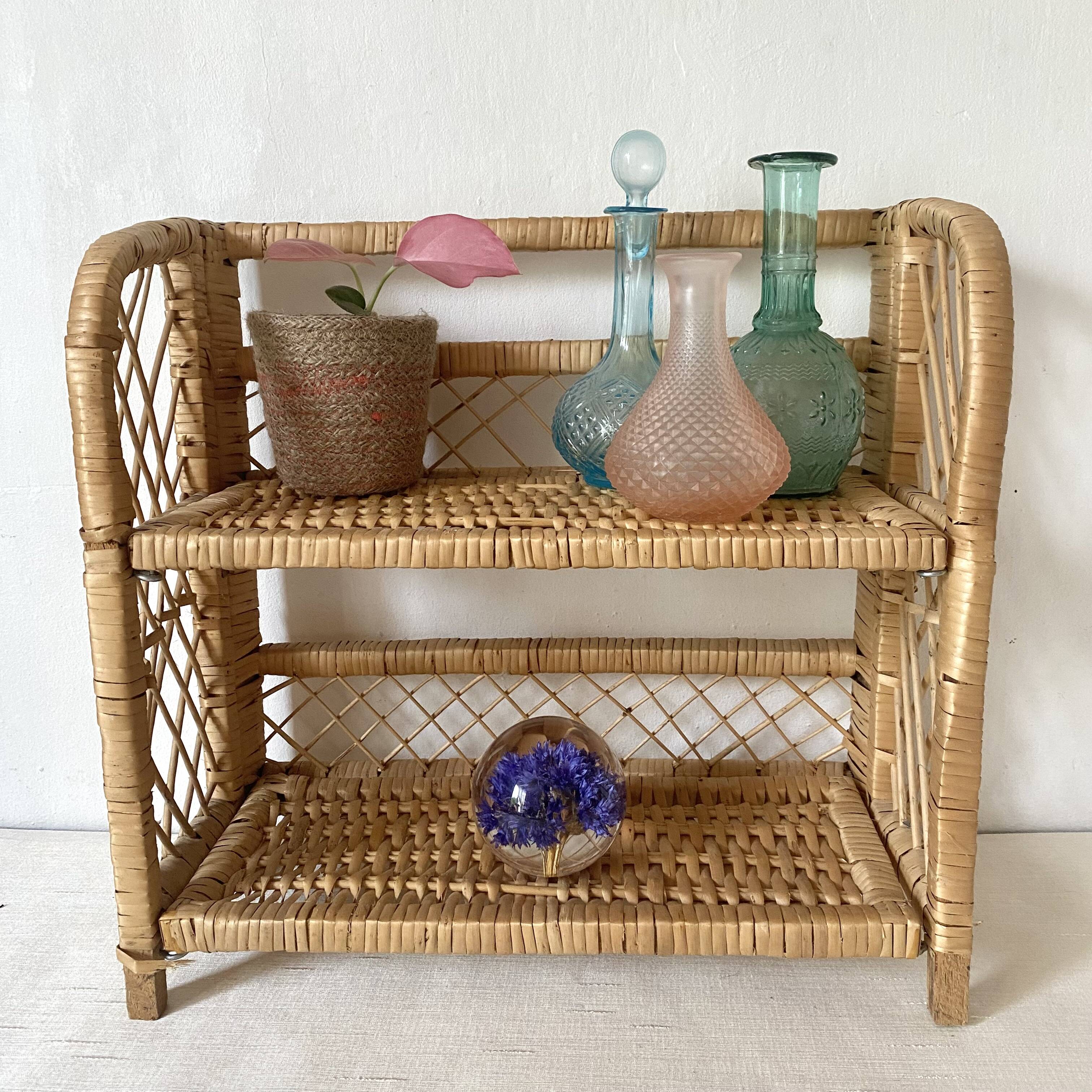 Vintage rattan shelf