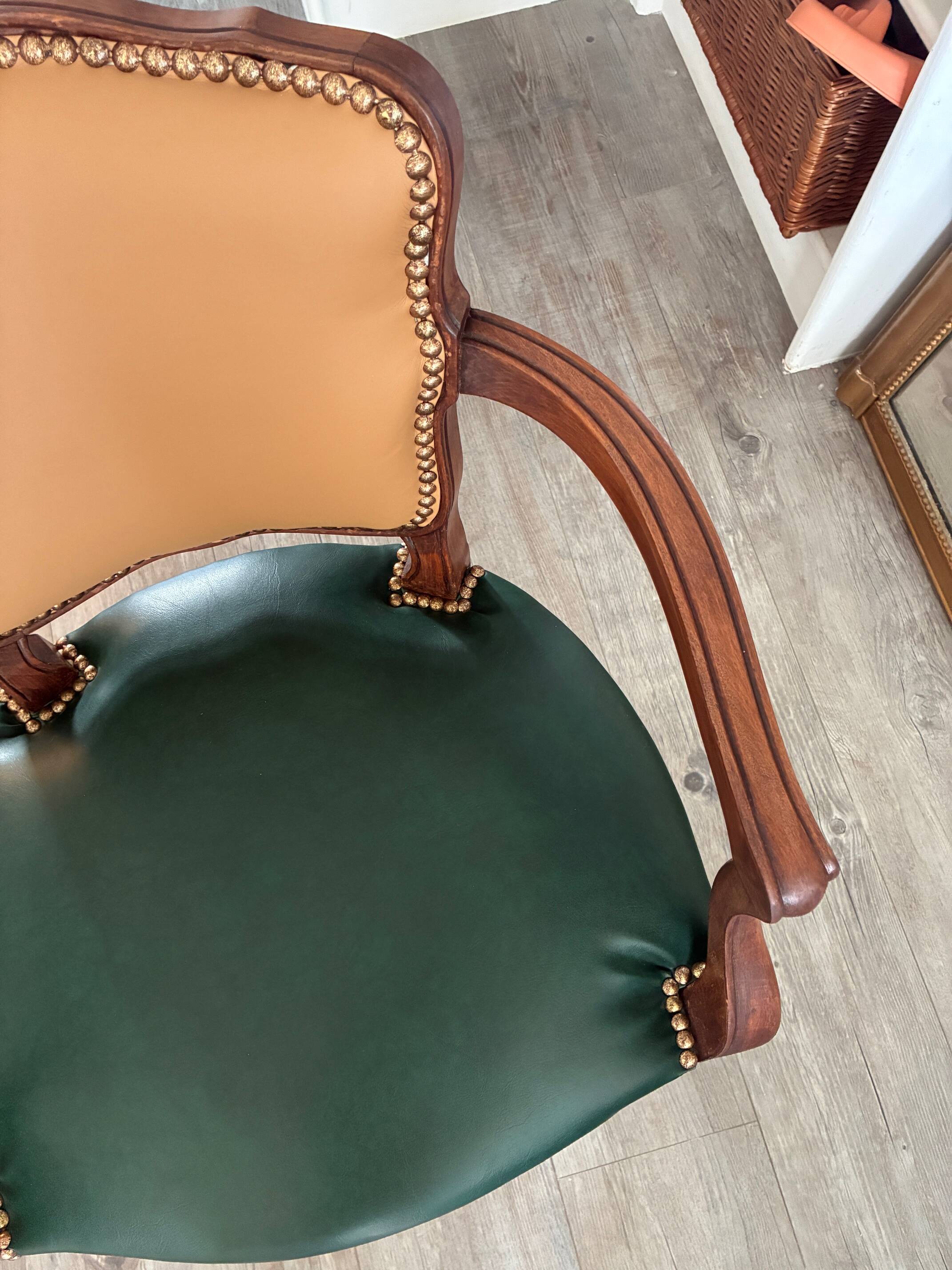 Pair of newly upholstered cabriolet armchairs