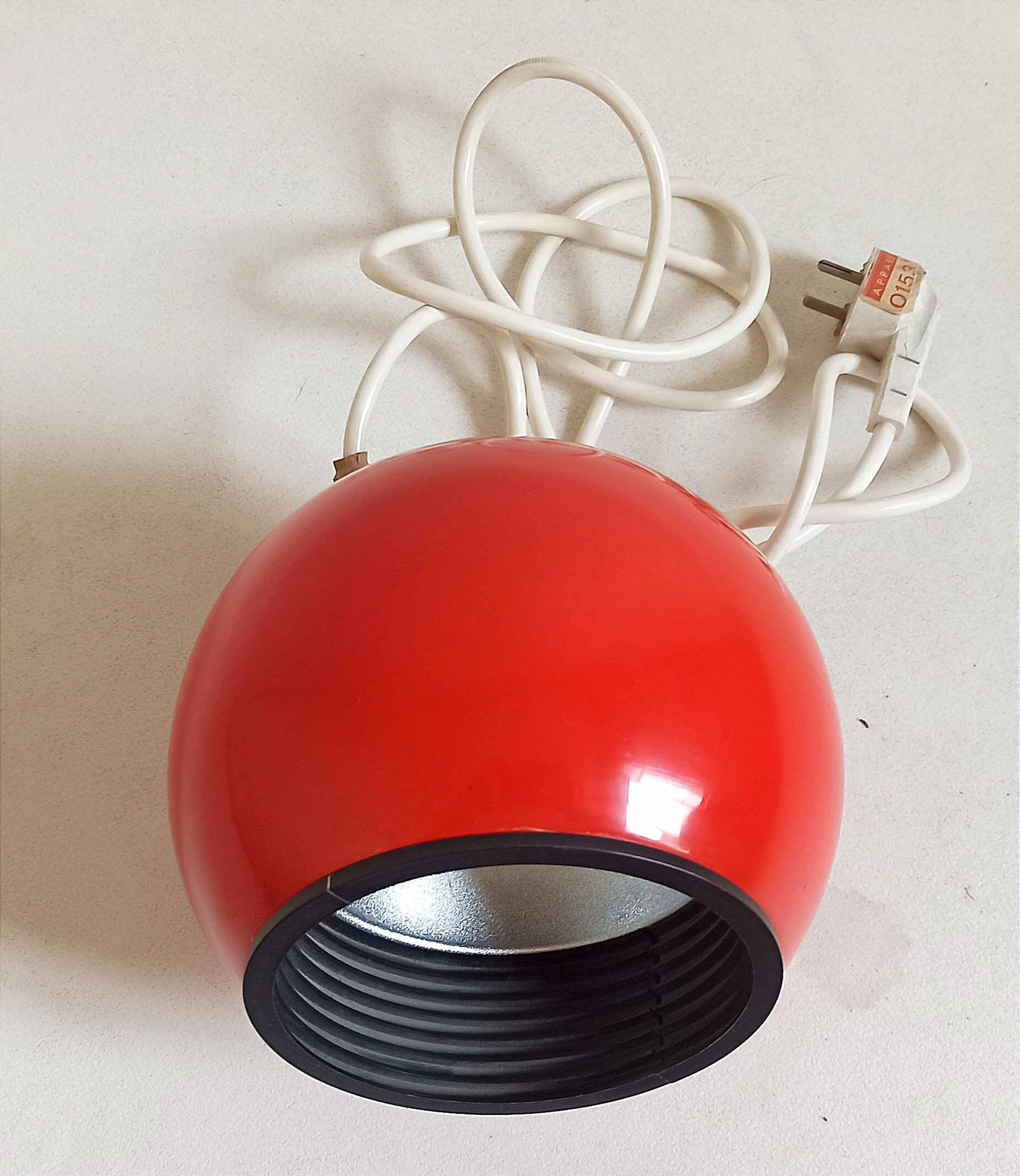 Bright Red Lita Ball Lamp Space Age 70s