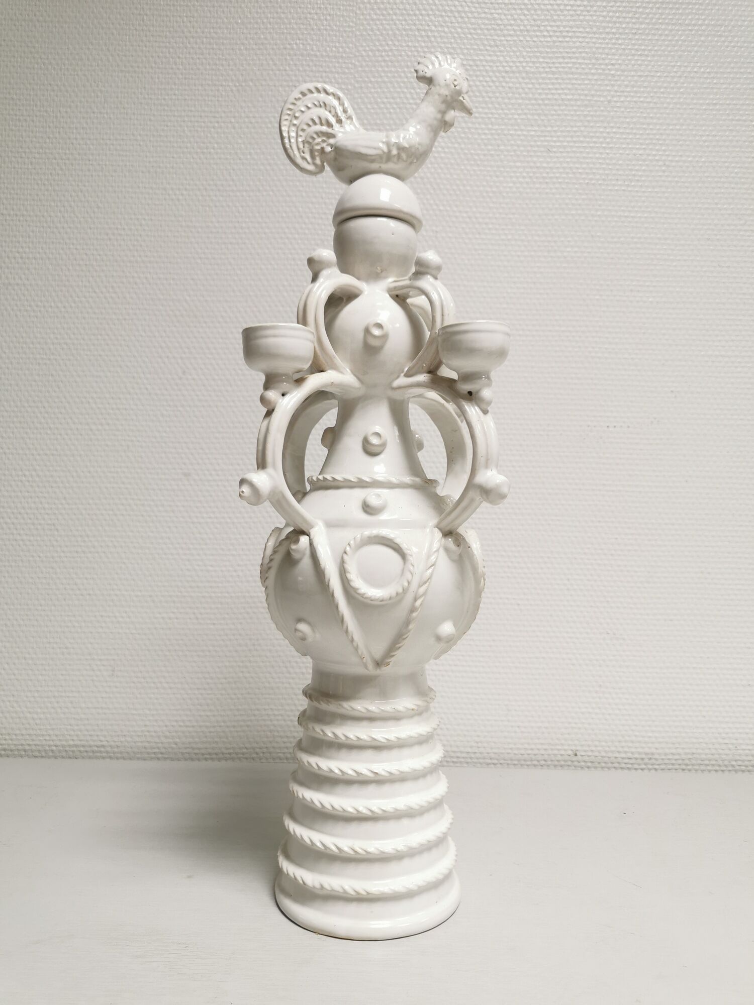 Vase gargoulette candle holder Emile Tessier Malicorne rooster