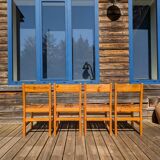 4 solid pine chairs selected by Charlotte Perriand for Le Arcs