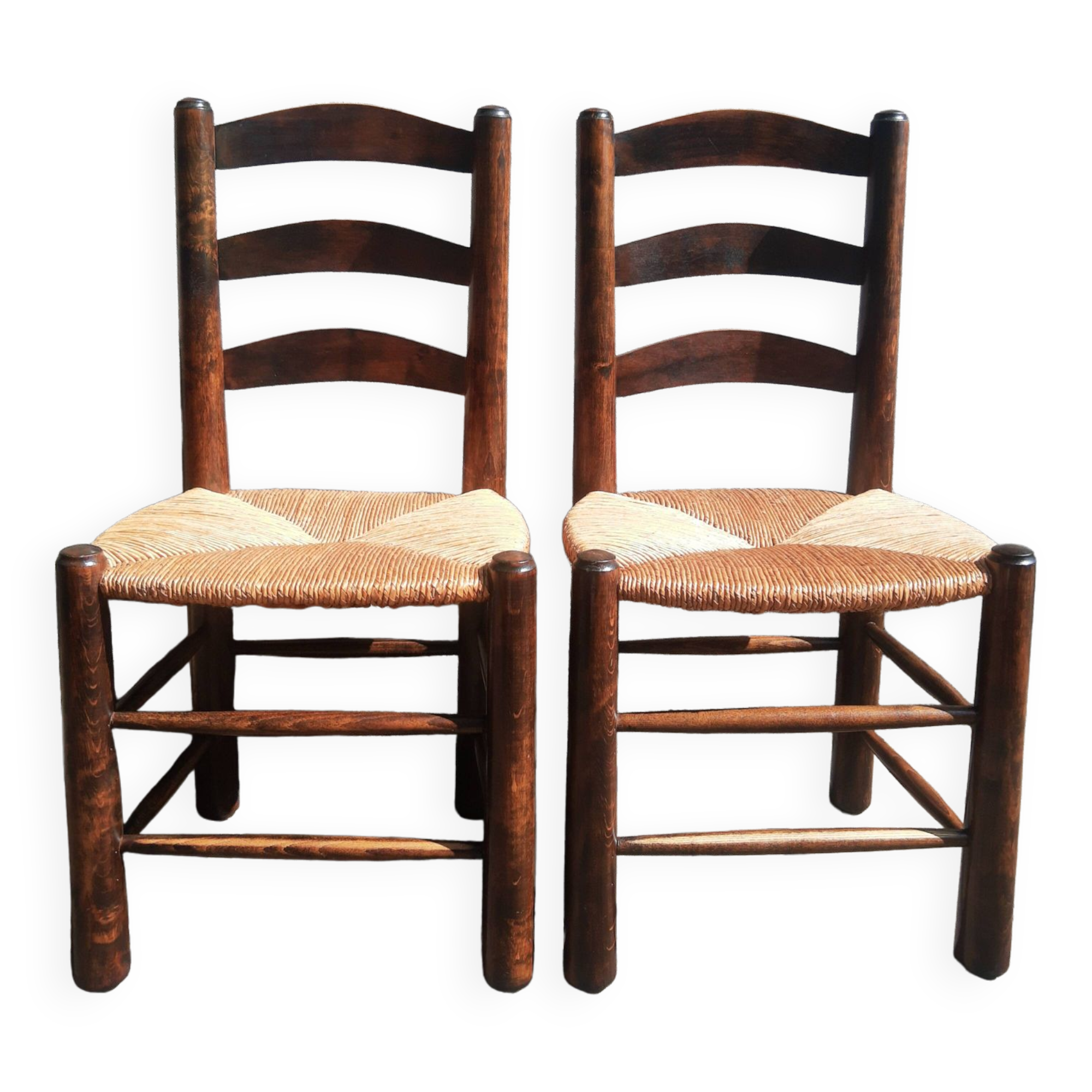 Pair of mulched brutalist chairs and wood