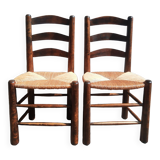 Pair of mulched brutalist chairs and wood