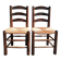 Paire de chaises brutaliste paillées et bois