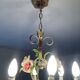 Vintage Italian chandelier in porcelain and tin from the 1950s.