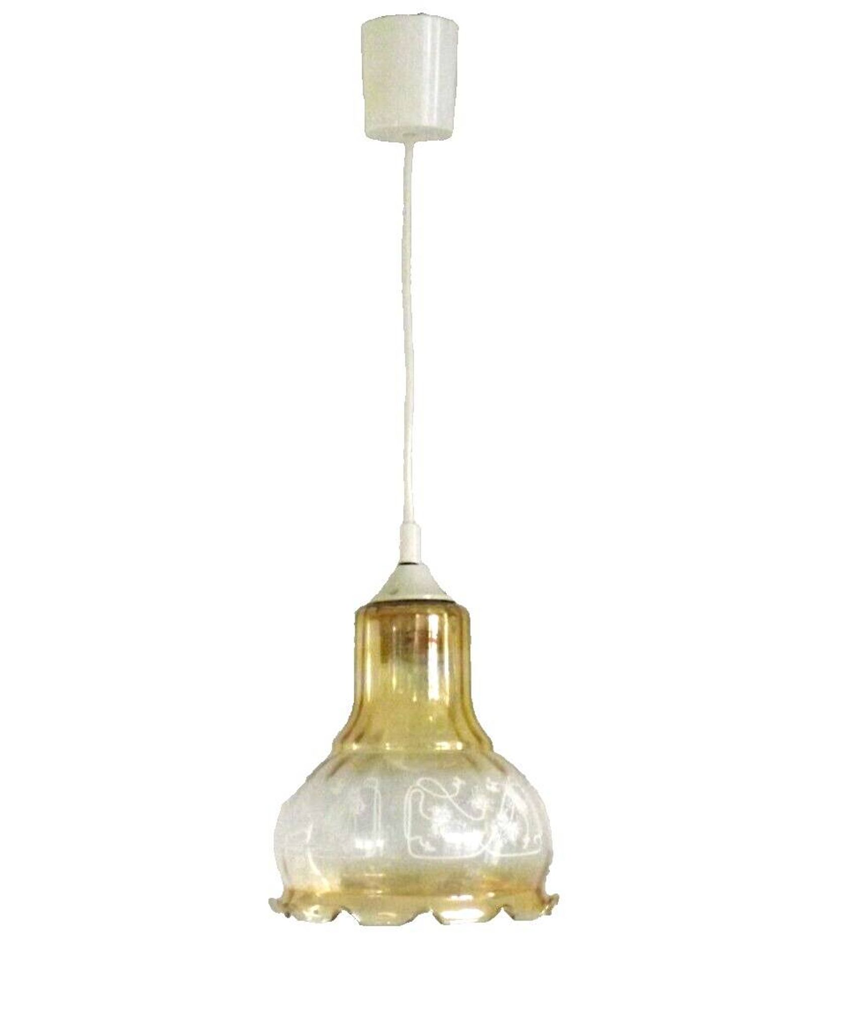 Vintage French signed Vianne amber glass ceiling light with floral decoration 4523