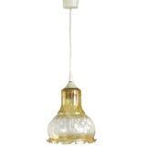 Vintage French signed Vianne amber glass ceiling light with floral decoration 4523