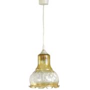Vintage French signed Vianne amber glass ceiling light with floral decoration 4523
