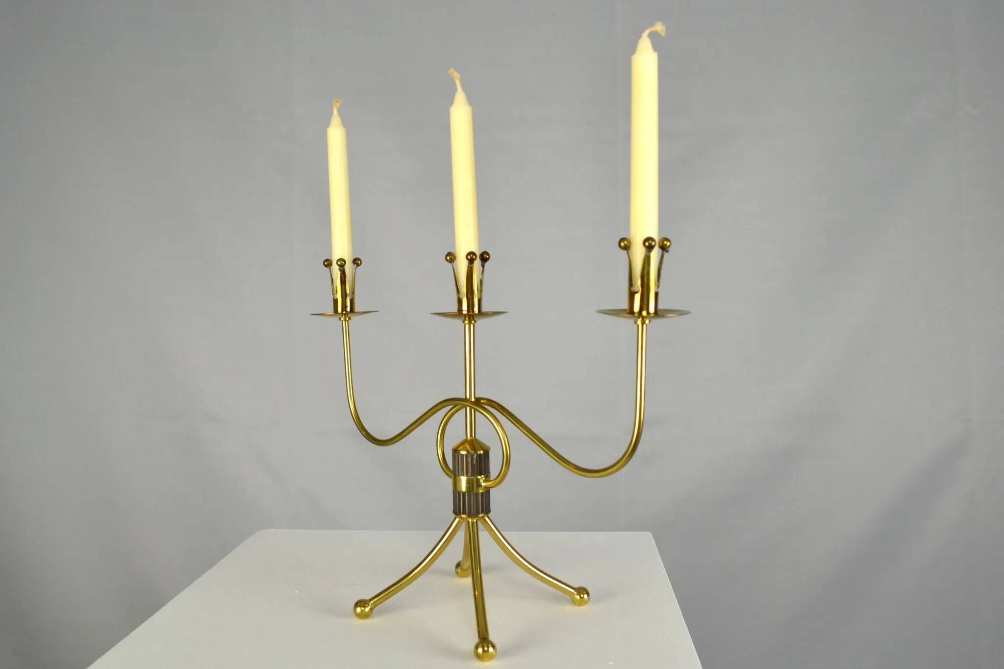 Brass candelabra by Gunnar Ander for Ystad-Metall , Sweden 1950s