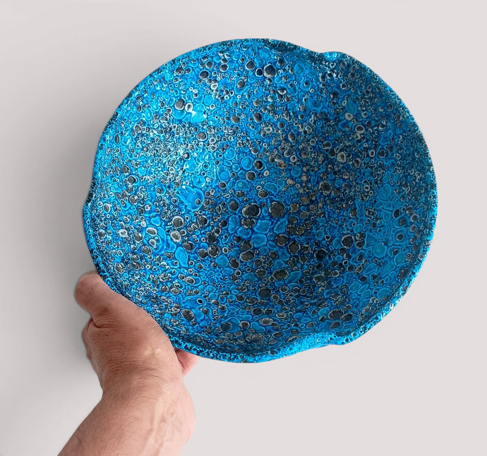 Turquoise ceramic fruit bowl by Charles Cart Vallauris, circa the 1960s.