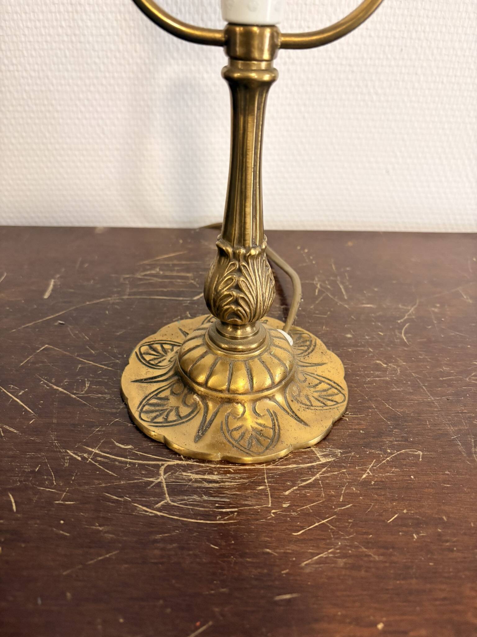 Antique Bouillotte Table Lamp Brass Chiseled Louis XVI Style