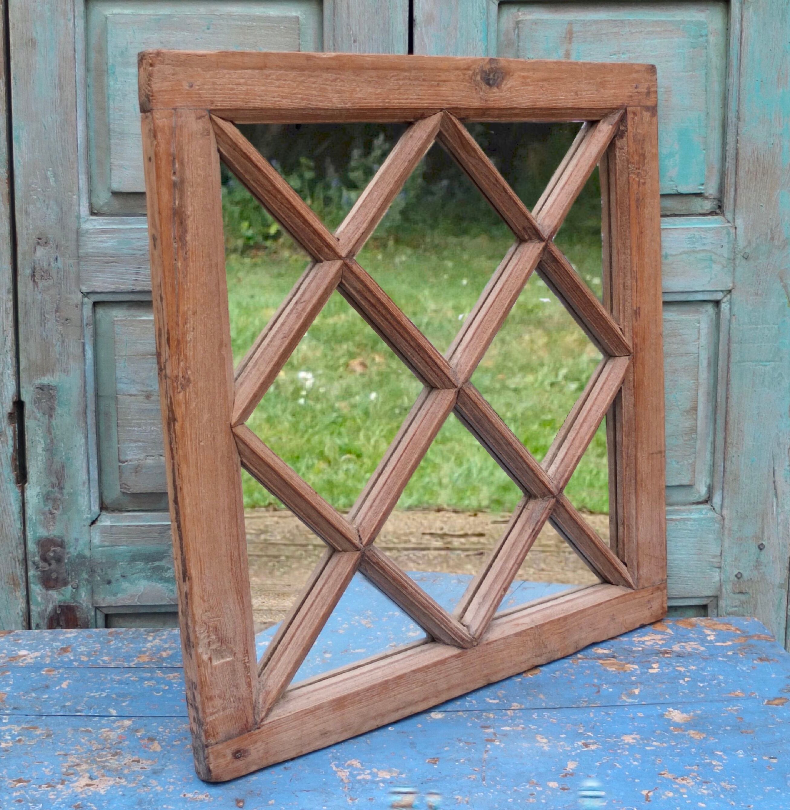 Antique Indian Wooden Mirror 60x66cm