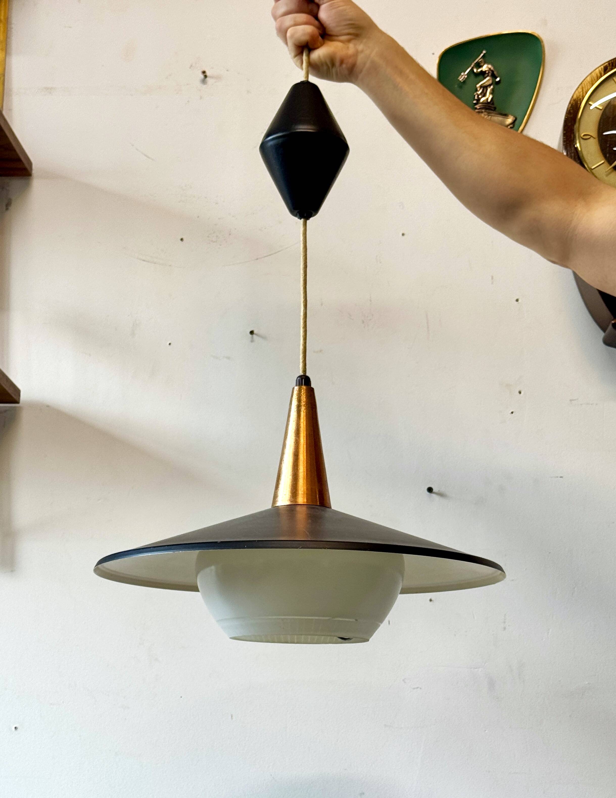 Adjustable Pendant Lamp, Denmark, 1970s, Mid-C, Vintage