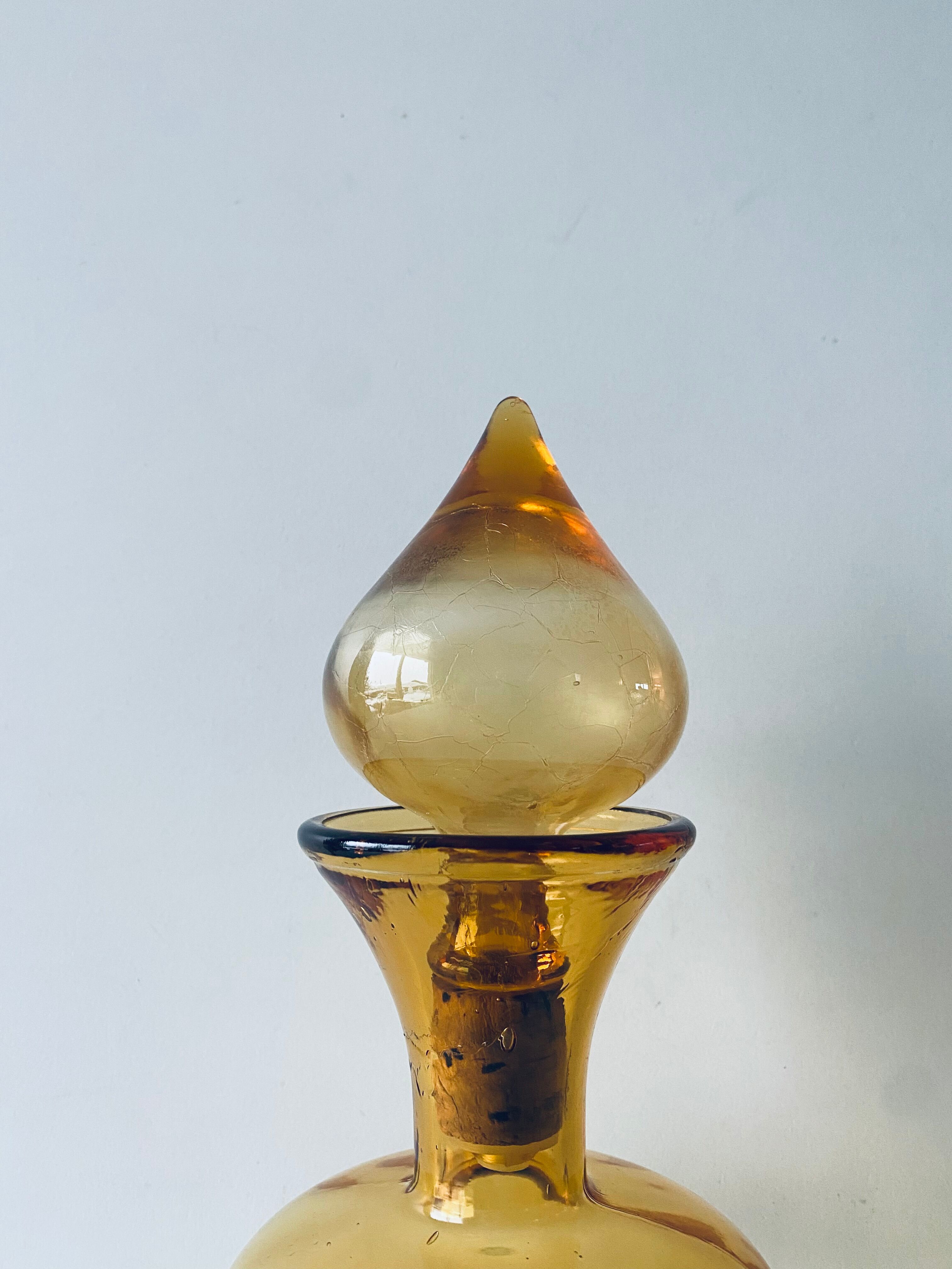 Vintage amber glass decanter