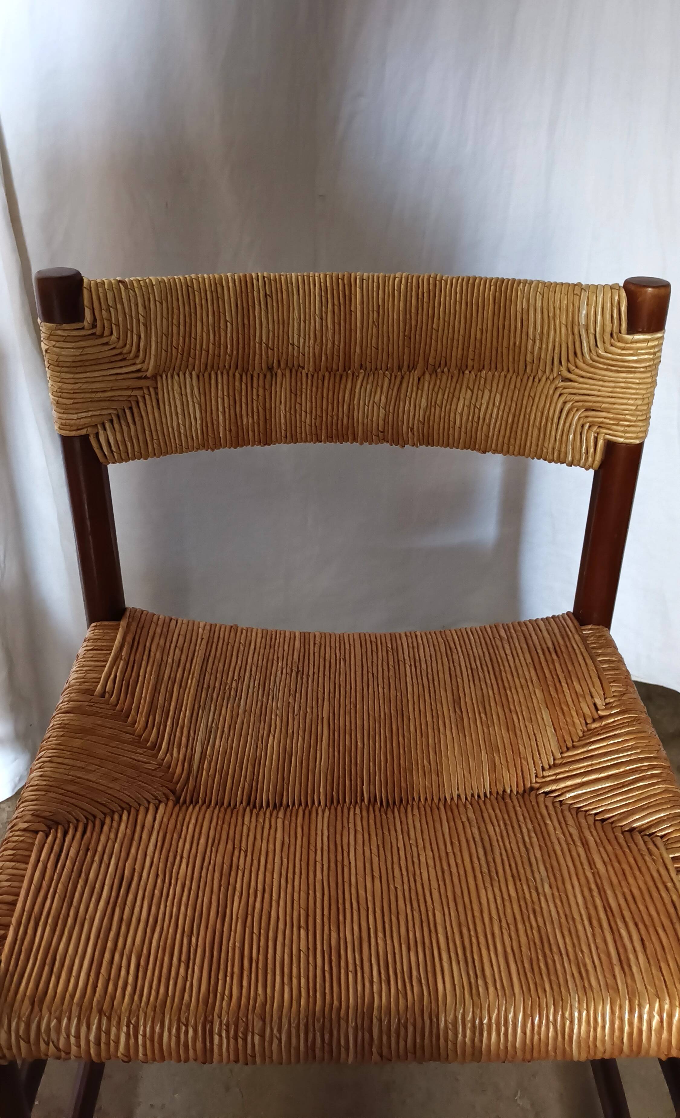 Pair of "Dordogne" chairs by Charlotte Perriand from the 1950s.