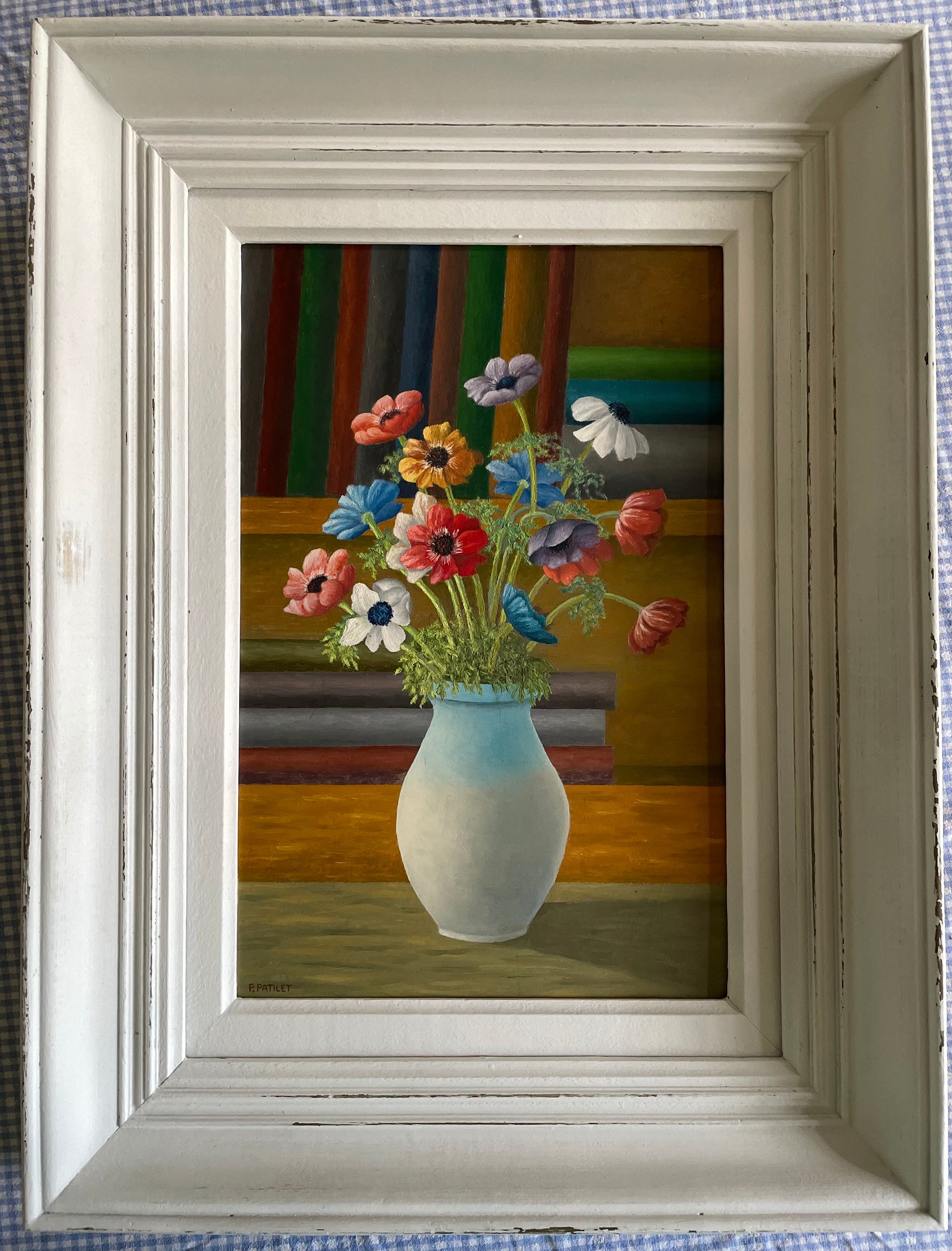 Old painting bouquet of anemones