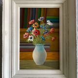 Old painting bouquet of anemones