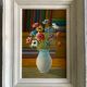 Tableau ancien bouquet d’anémones