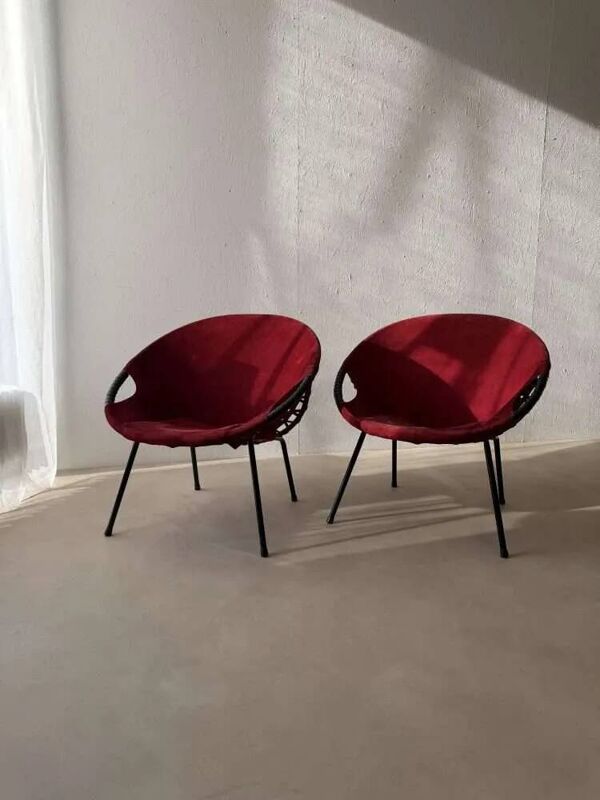 Chaises ballon années 60 Lusch   Ensemble de deux fauteuils lounge vintage