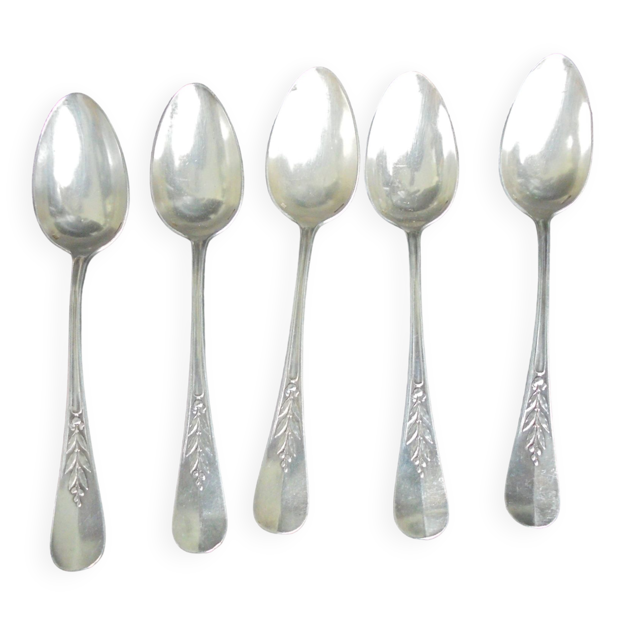 5 christofle spoons laurel channels silver metal