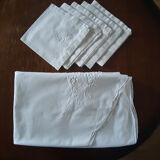 Old embroidered and crocheted tablecloth
