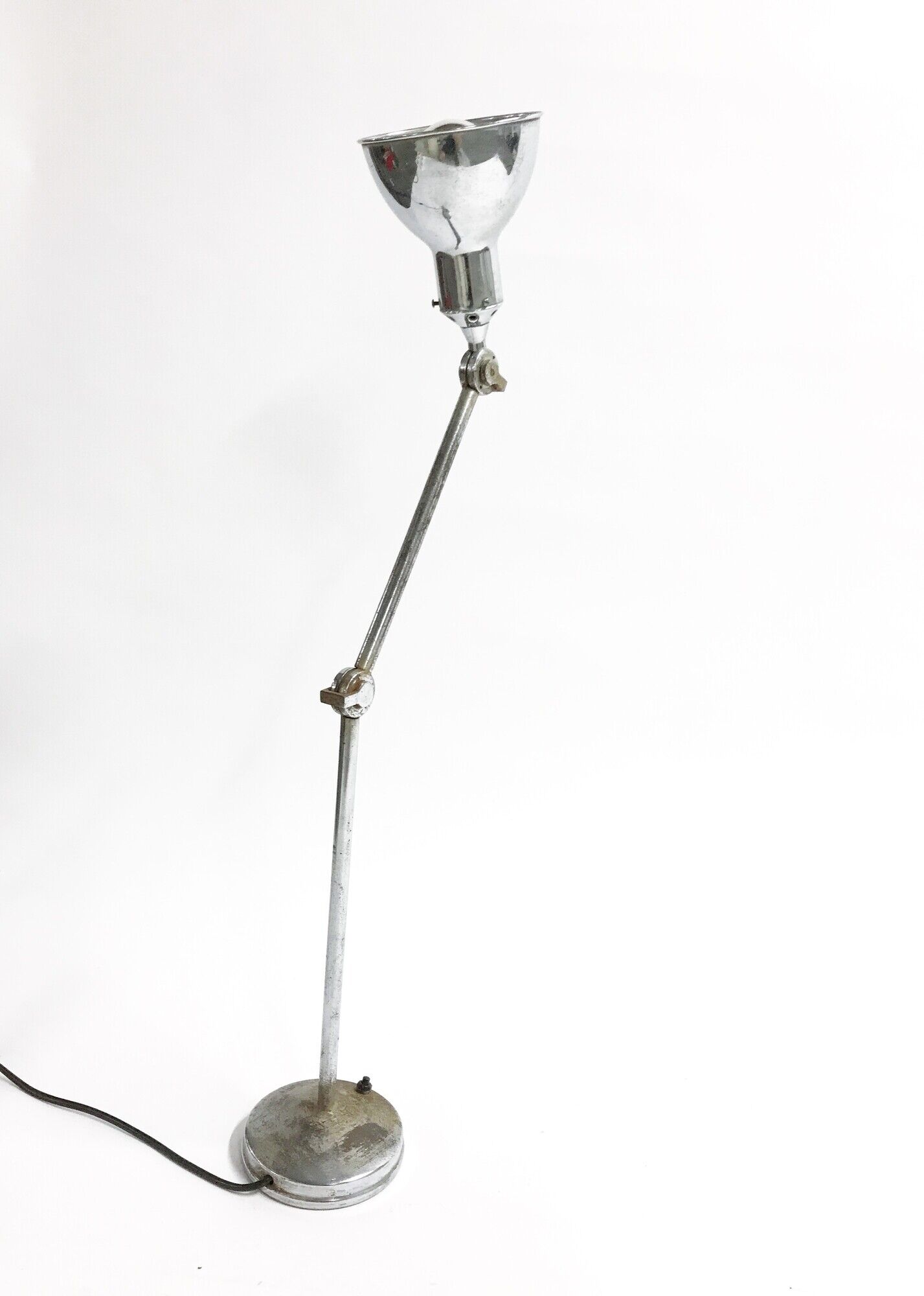 Vintage industrial chrome work light by AGI, 1930s