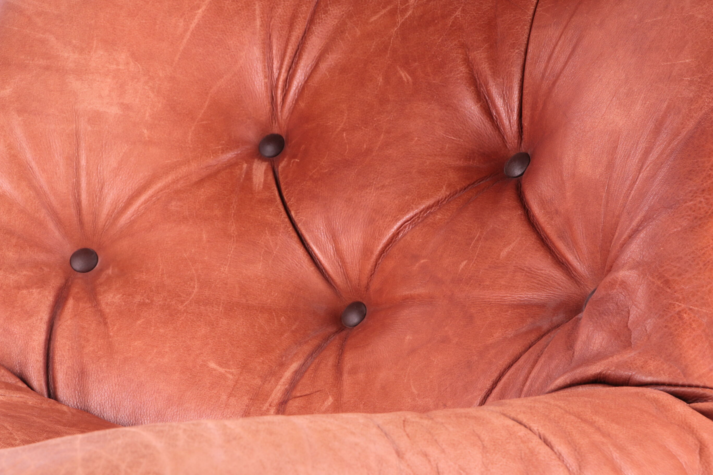 Vintage Brazilian Armchair with Cognac color leather seat cushion, 70s