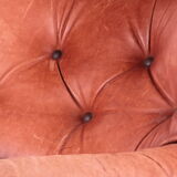 Vintage Brazilian Armchair with Cognac color leather seat cushion, 70s