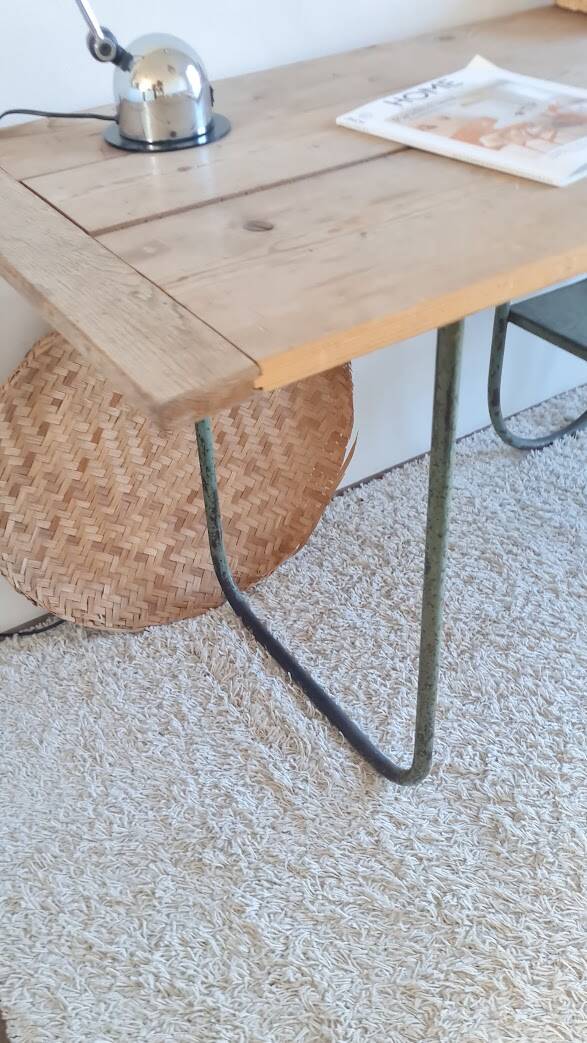 Wood and metal desk circa the 1950s.