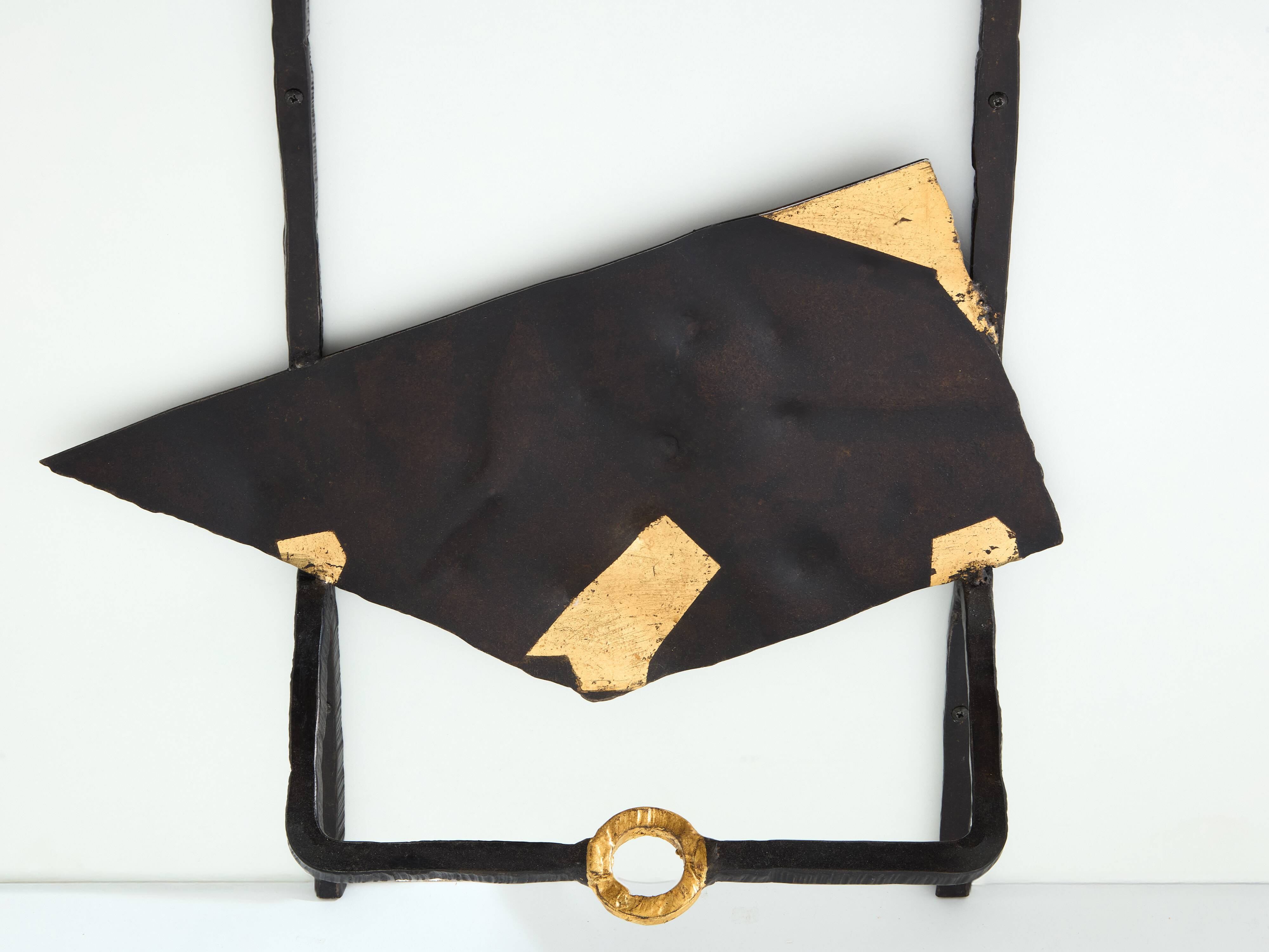 Pair of brutalist wrought iron consoles by Argueyrolles 1990