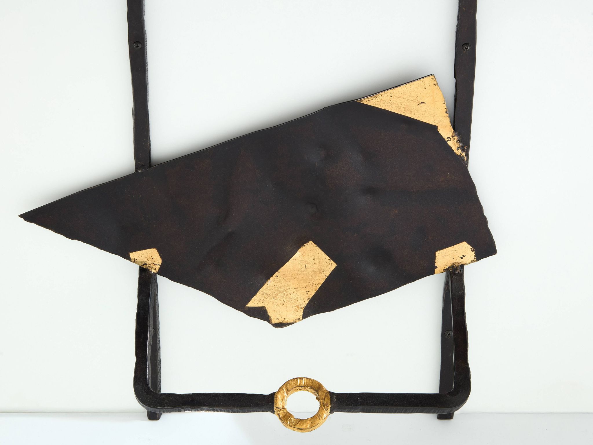 Pair of brutalist wrought iron consoles by Argueyrolles 1990