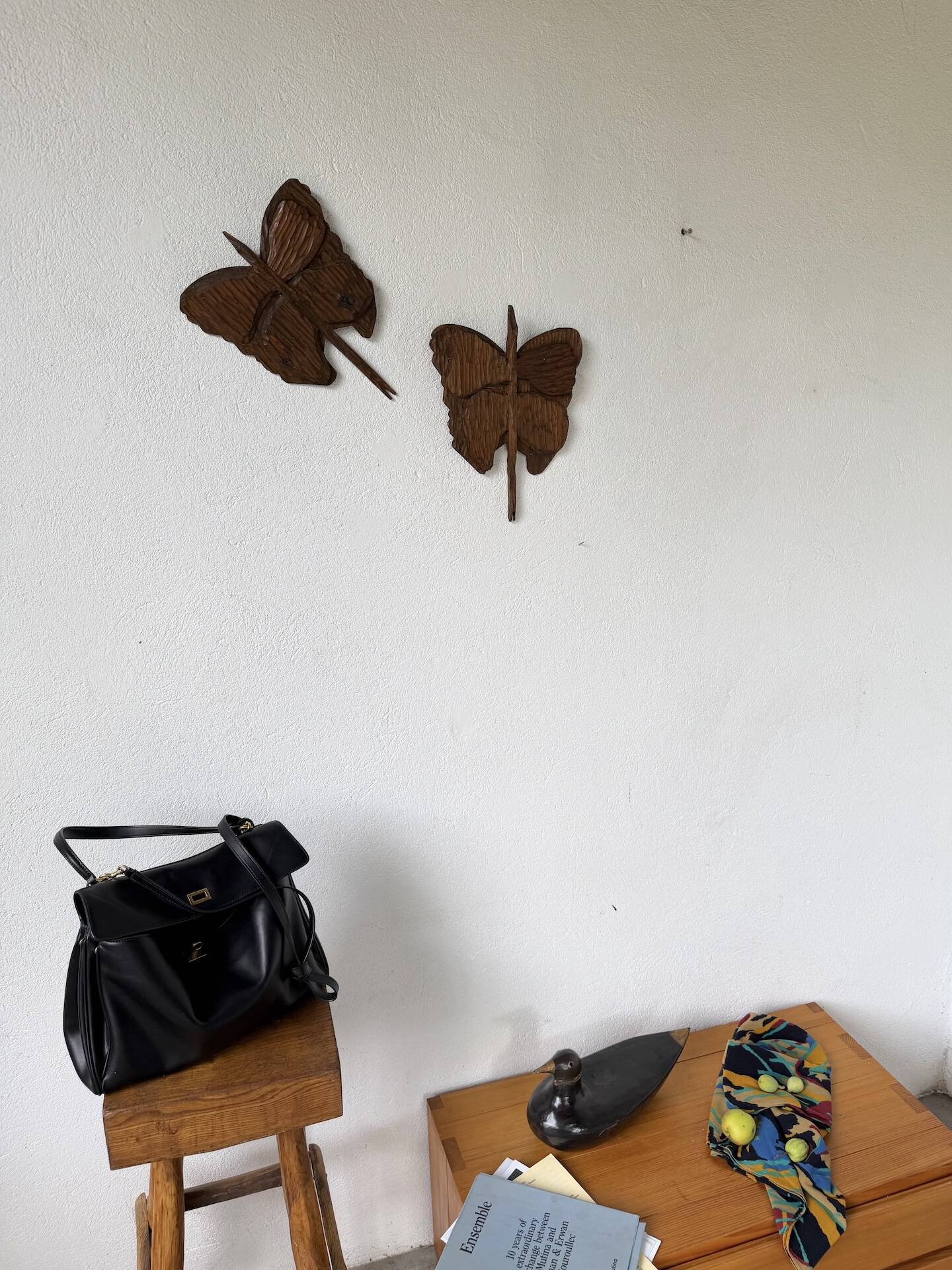 Set of 2 butterfly wall decorations sculptures 1900