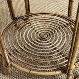 Small round bamboo and rattan table from the 60s