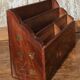 Porte courrier vintage en palissandre et laiton