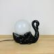 Black ceramic swan lamp with vintage opaline globe