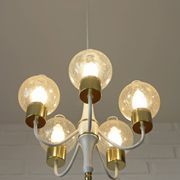 Vintage pendant light white eclectic chandelier hanging lamp Germany 1970's