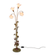 Lampadaire italien avec tiges en métal, détails de feuilles et fleurs en verre de Murano