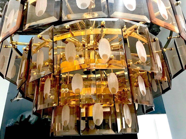Chandelier framework Fontana Arte Murano 1970 Crystal