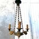 Lucien gau chandelier pendant lamp in bronze with swan decoration.