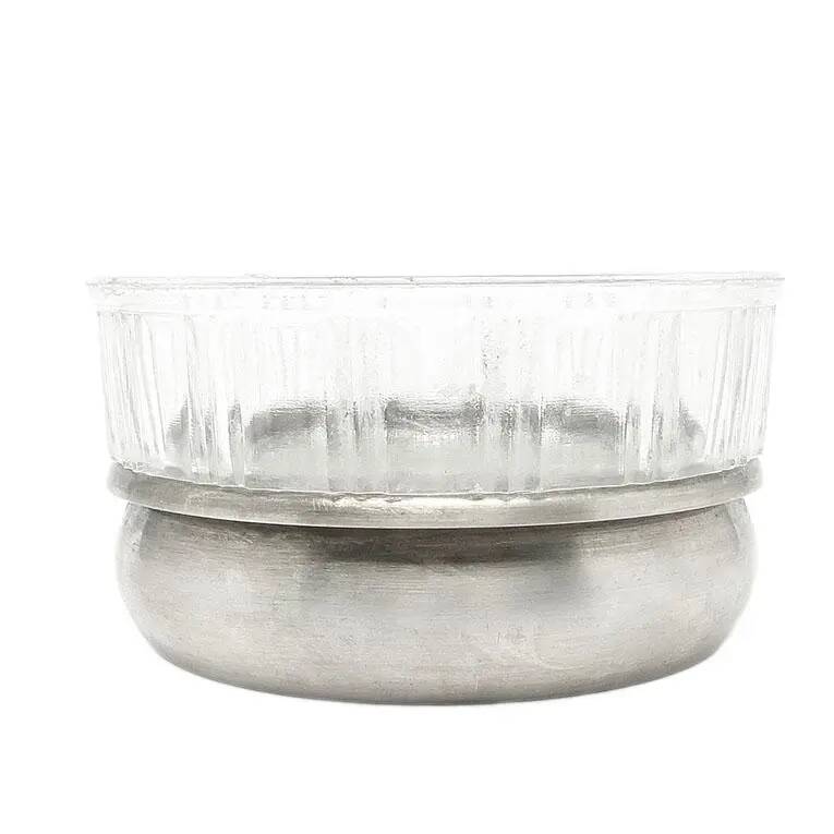 Mid-century modern sugar bowl, glass, silver-plated brass, Poland, 1960s