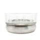 Mid-century modern sugar bowl, glass, silver-plated brass, Poland, 1960s