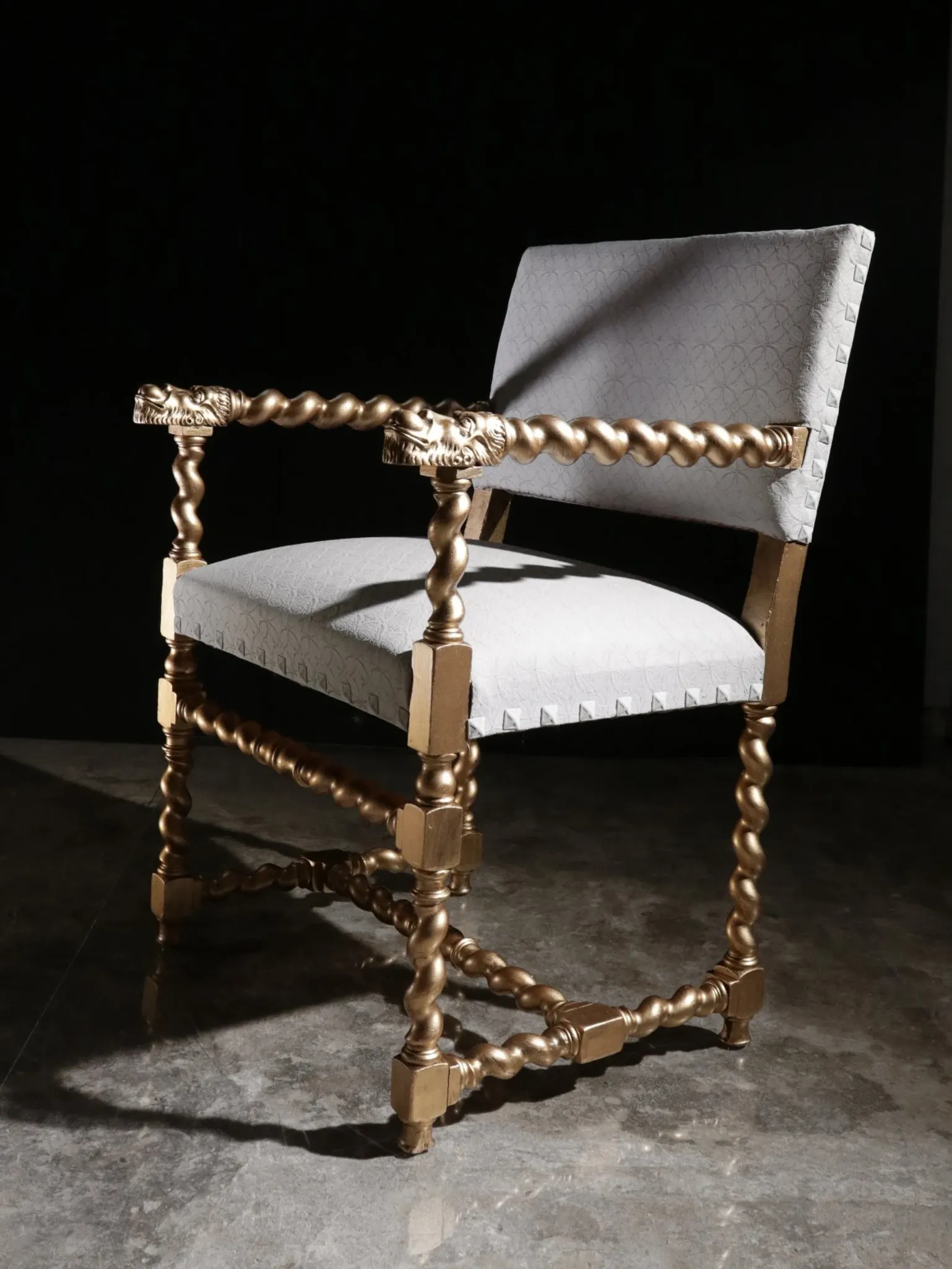 Gold and grey château armchair