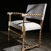 Gold and grey château armchair